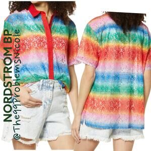 BP Rainbow Lace Button Up Blouse